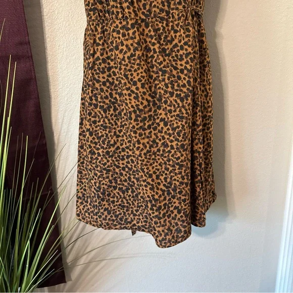 #702 Madewell flutter sleeve animal print wrap dress size large - Picture 3 of 13
